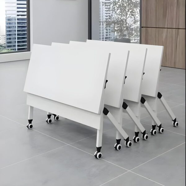 "120cm foldable conference table with a modern design, suitable for small meetings in an office setting."