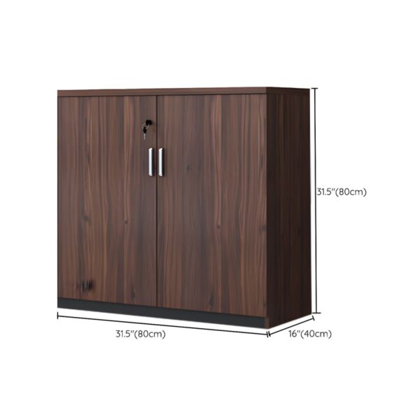 2-Door Wooden Credenza Cabinet in a modern office setting, showcasing its elegant design and spacious storage.