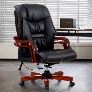 High Back Directors Office Seat with ergonomic design and luxurious faux leather upholstery in a modern office setting.