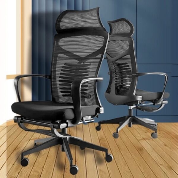 Ergonomic Swivel Office Chair with contoured seat and backrest, adjustable features, and modern design in a contemporary office setting.