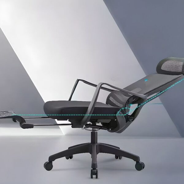 Ergonomic Swivel Office Chair with contoured seat and backrest, adjustable features, and modern design in a contemporary office setting.