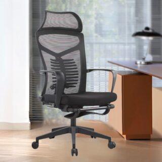 Ergonomic Swivel Office Chair with contoured seat and backrest, adjustable features, and modern design in a contemporary office setting.