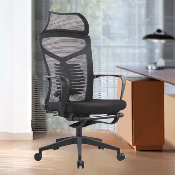 Ergonomic Swivel Office Chair with contoured seat and backrest, adjustable features, and modern design in a contemporary office setting.