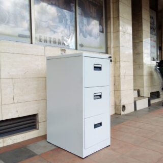 3-Drawers Steel Storage Cabinet in a modern office setting, showcasing its sleek design and spacious storage.