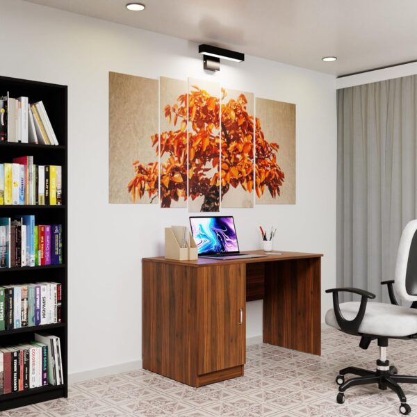 Stylish Home Office Study Desk with ample workspace and integrated storage in a modern home setting.