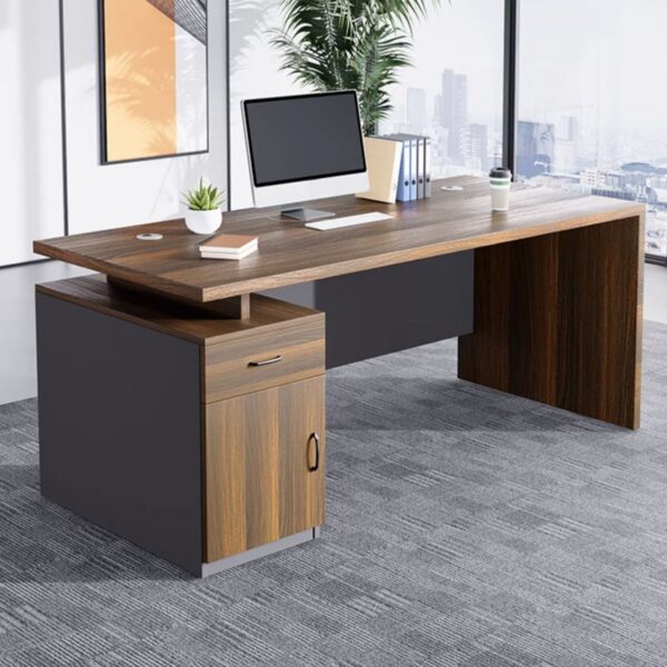 1400mm Wooden Executive Office Desk with a polished finish, spacious work surface, and built-in storage.