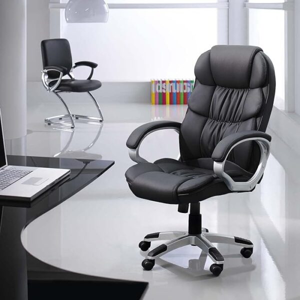 Directors Executive Office Leather Seat with high backrest in a modern office environment.