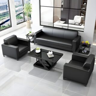 5-Seater Corporate Comfort Sofa Set in a modern office lounge, showcasing plush upholstery and a sleek design.