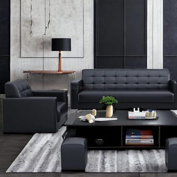 5-Seater Corporate Comfort Sofa Set in a modern office lounge, showcasing plush upholstery and a sleek design.