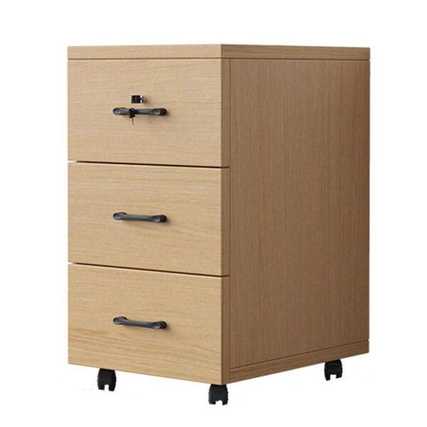 3-Drawer Lockable Mobile Pedestal with a sleek design, showcasing drawers and casters in a modern office setting.