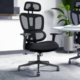 High Back Directors Mesh Office Chair with a modern design and ergonomic features, set in a stylish office environment.