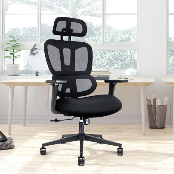 High Back Directors Mesh Office Chair with a modern design and ergonomic features, set in a stylish office environment.