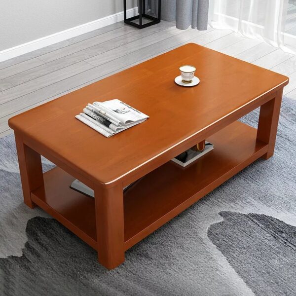 Modern Solid Wooden Coffee Table showcasing a natural finish and minimalist design in a contemporary living room setting.