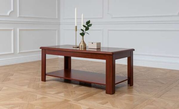 Modern Solid Wooden Coffee Table showcasing a natural finish and minimalist design in a contemporary living room setting.