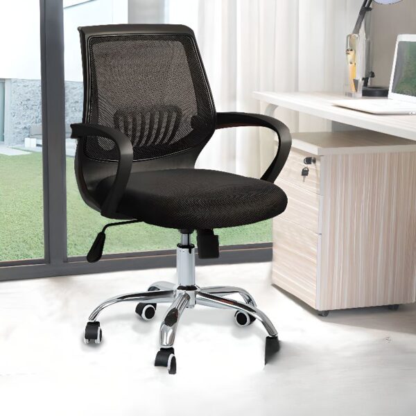 Black Mid-Back Mesh Executive Chair with adjustable features and ergonomic design.