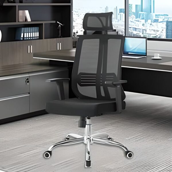 High Back Mesh Orthopedic Office Chair with adjustable features and lumbar support in a modern office setting.