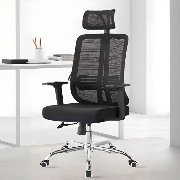 High Back Mesh Orthopedic Office Chair with adjustable features and lumbar support in a modern office setting.