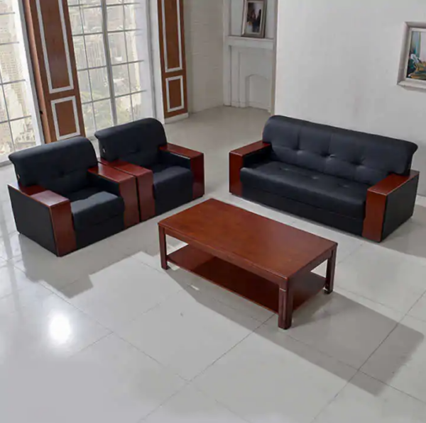 5-Seater Leather Executive Office Sofa Set, showcasing elegant design and plush seating in a modern office environment.