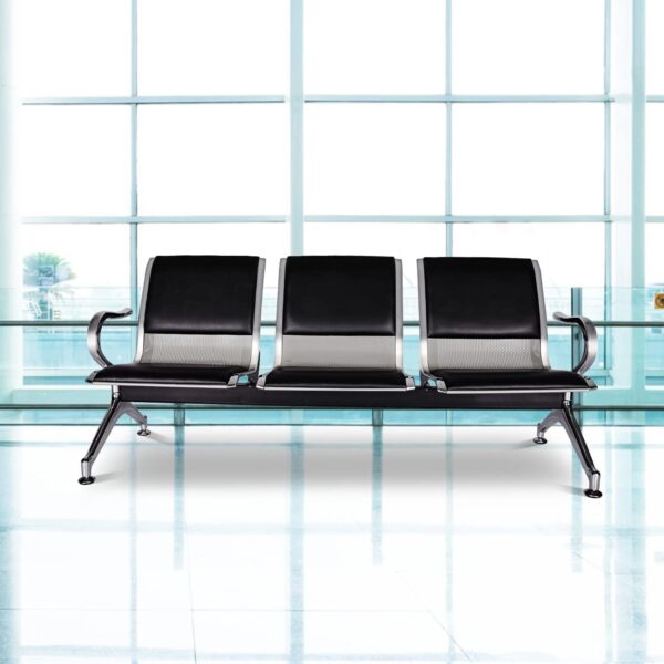 3-Link Padded Office Waiting Bench with interconnected seats and durable upholstery, designed for modern office environments.