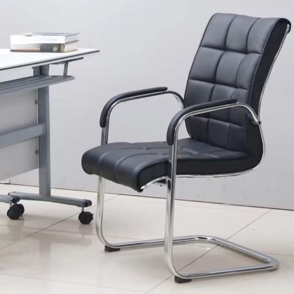 Executive Leather Office Visitor Seat with chrome frame and plush cushioning, designed for modern offices.