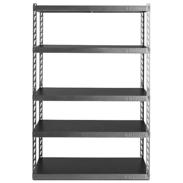 Steel Heavy Duty 5-Tier Utility Shelving Unit with adjustable shelves for organizing heavy tools, supplies, and equipment.