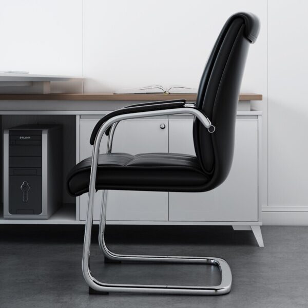 High-Back Leather Chair with Fixed Armrests, featuring a sleek design and ergonomic support for comfort and professional style.