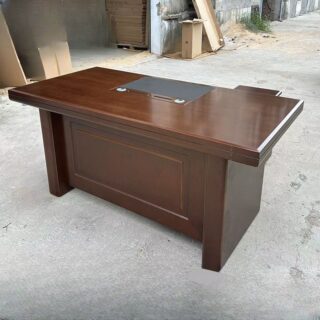 1400mm Mahogany Executive Office Table with drawers, featuring a rich finish and sleek design in a professional office setting.