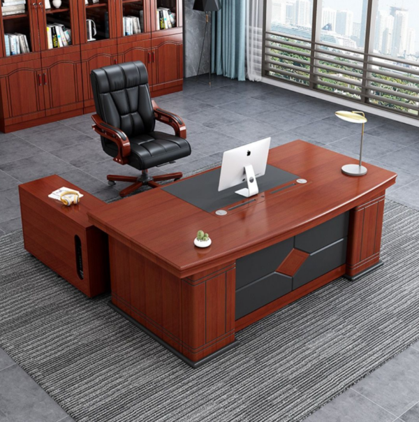 2 Meters Directors Executive Office Table in a contemporary office setting, featuring wood and metal accents.