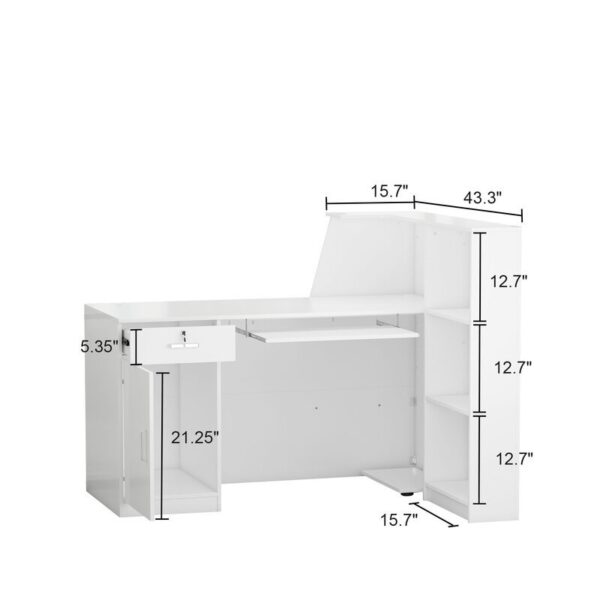 Rectangular Wooden Reception Office Desk with spacious work surface and built-in storage, designed for a professional reception area.