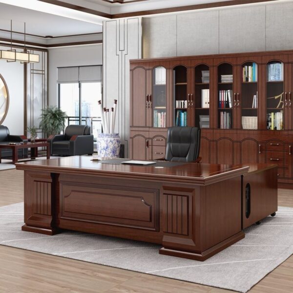 Elegant 2 Meters Executive Mahogany Office Table with intricate detailing and ample surface area.