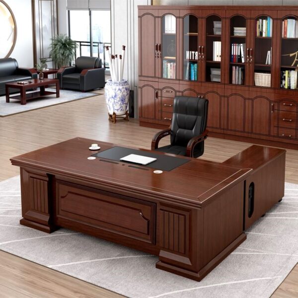 Elegant 2 Meters Executive Mahogany Office Table with intricate detailing and ample surface area.