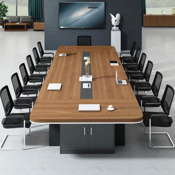 Elegant 14-16 Seater Office Boardroom Table crafted from high-quality mahogany.