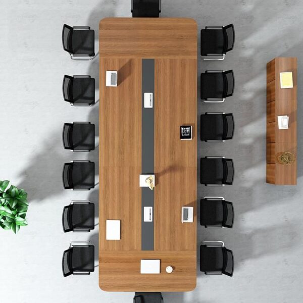 Elegant 14-16 Seater Office Boardroom Table crafted from high-quality mahogany.