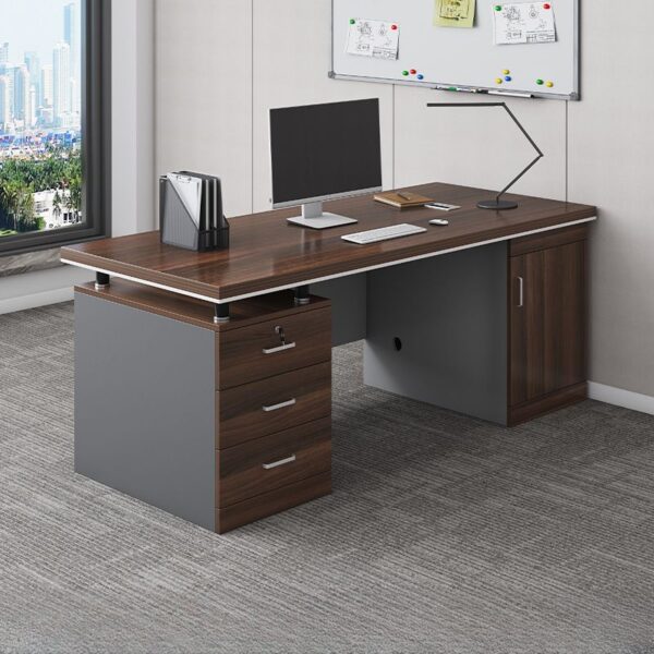 1400mm Computer Desk with Locking Drawer, featuring a spacious work surface, sturdy frame, and secure storage for documents.