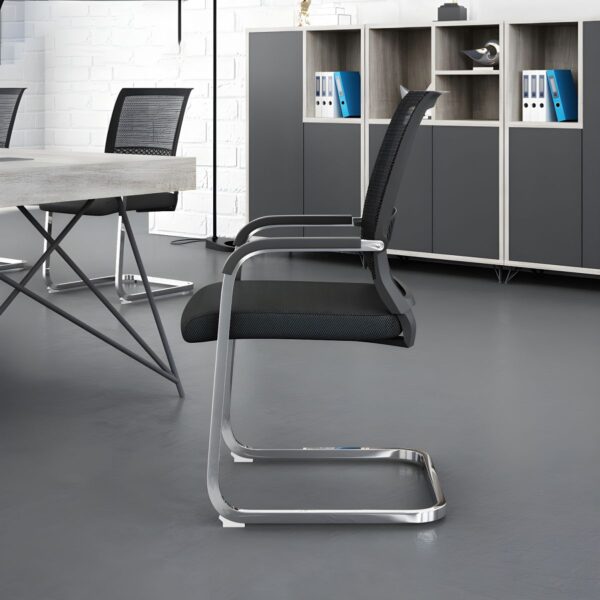 Modern Ergonomic Mesh Visitor Chair with breathable backrest, adjustable height, and cushioned seat for added comfort.