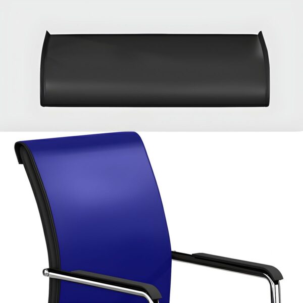 Sleek/Comfortable Black Leather Task Chair with ergonomic design, padded seat, and adjustable height.