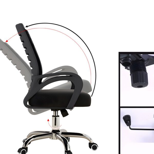 Strong Adjustable Mesh Swivel Task Chair with breathable mesh backrest, padded seat, and adjustable height.