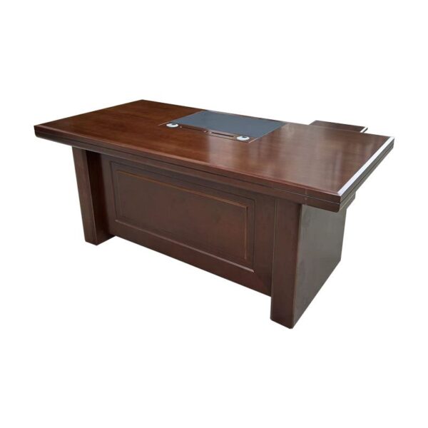 1400mm Mahogany Executive Office Table with drawers, featuring a rich finish and sleek design in a professional office setting.