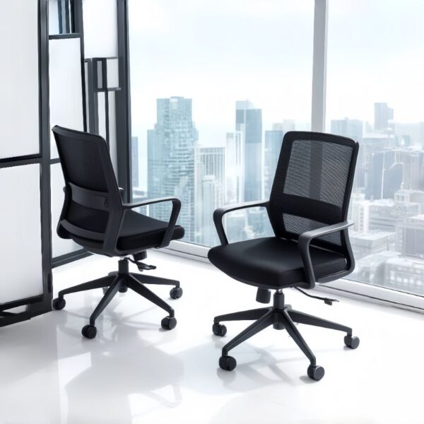 Ergonomic Upholstered Studio Adjustable Chair with padded seat, backrest, and adjustable height for comfort and support.