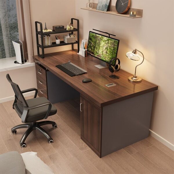 Executive Timber Office Computer Desk with Lock, featuring spacious drawers and a polished timber finish for professional office use.