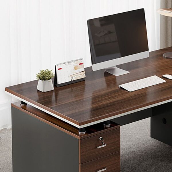 Executive Timber Office Computer Desk with Lock, featuring spacious drawers and a polished timber finish for professional office use.