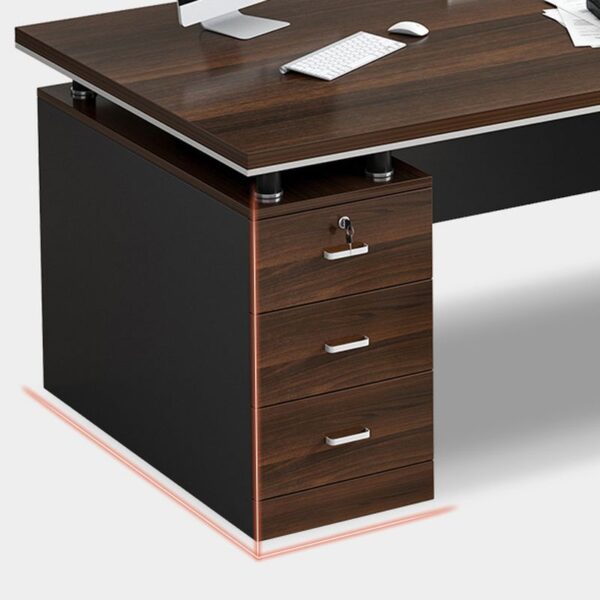 Executive Timber Office Computer Desk with Lock, featuring spacious drawers and a polished timber finish for professional office use.