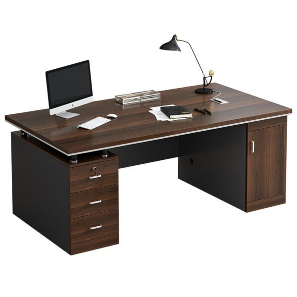 Executive Timber Office Computer Desk with Lock, featuring spacious drawers and a polished timber finish for professional office use.