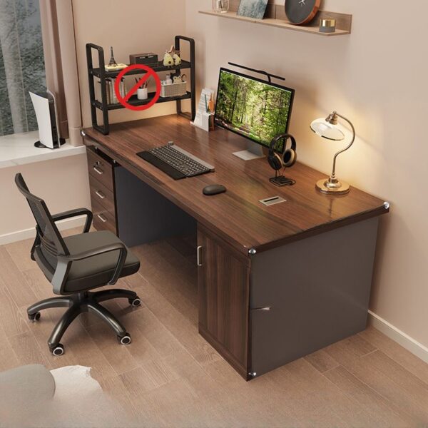 Executive Timber Office Computer Desk with Lock, featuring spacious drawers and a polished timber finish for professional office use.