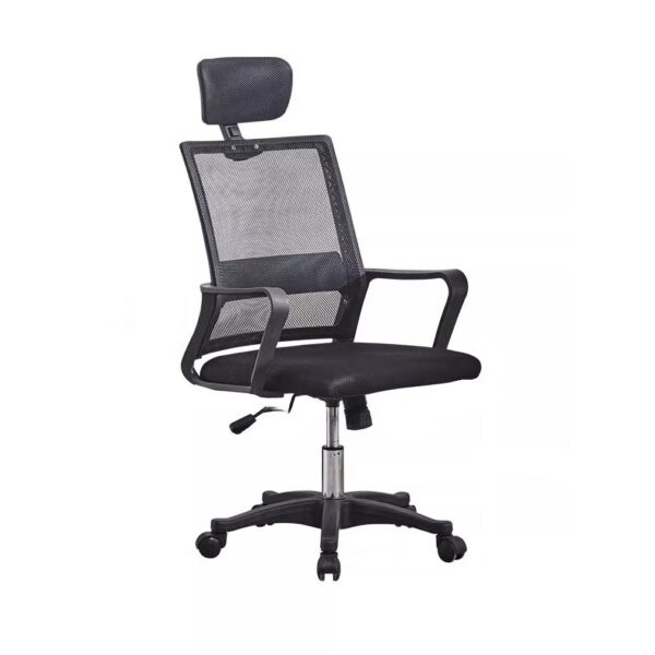 Ergonomic Midnight Black Highback Office Chair with adjustable height, lumbar support, and padded seat for all-day comfort and support.