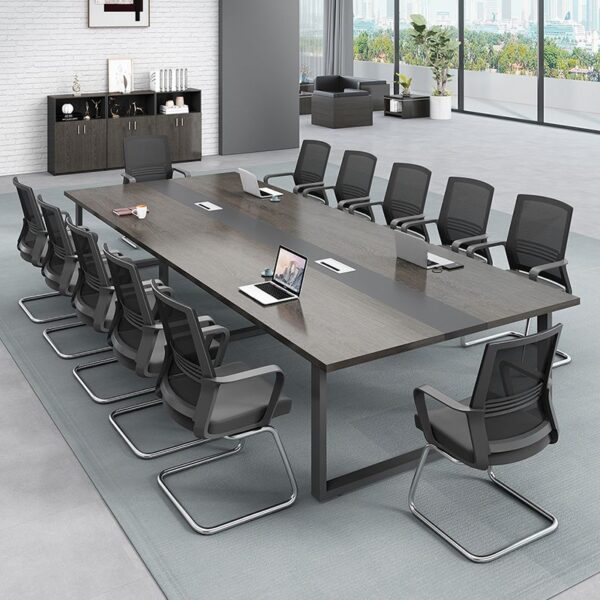 8-10 Seater Simple Wooden Boardroom Table with smooth wooden surface and minimalist design.