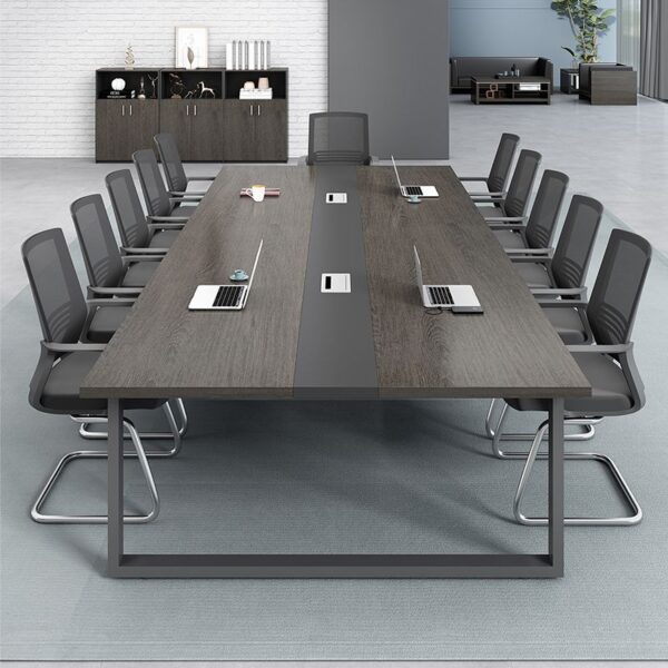 8-10 Seater Simple Wooden Boardroom Table with smooth wooden surface and minimalist design.