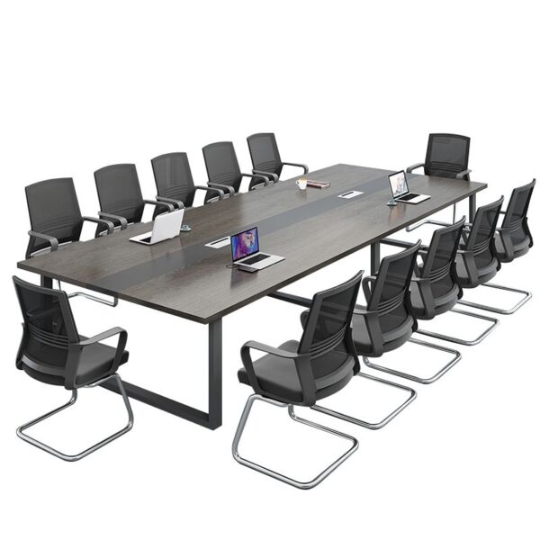 8-10 Seater Simple Wooden Boardroom Table with smooth wooden surface and minimalist design.