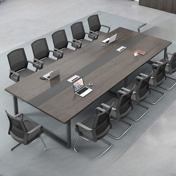 8-10 Seater Simple Wooden Boardroom Table with smooth wooden surface and minimalist design.