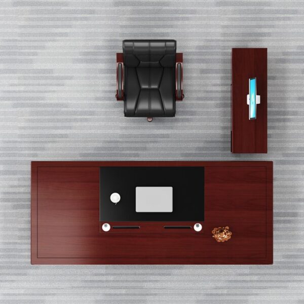 180cm Mahogany Executive Boss Office Table with spacious surface and built-in drawers for efficient storage.